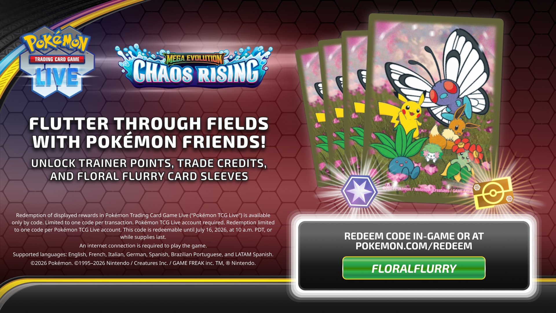 Pokémon TCG Live Floral Flurry Code: Free Trainer Points, Trade Credits, and Card Sleeves