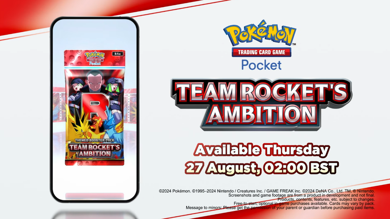 Pokémon TCG Pocket Team Rocket’s Ambition B4a themed booster pack