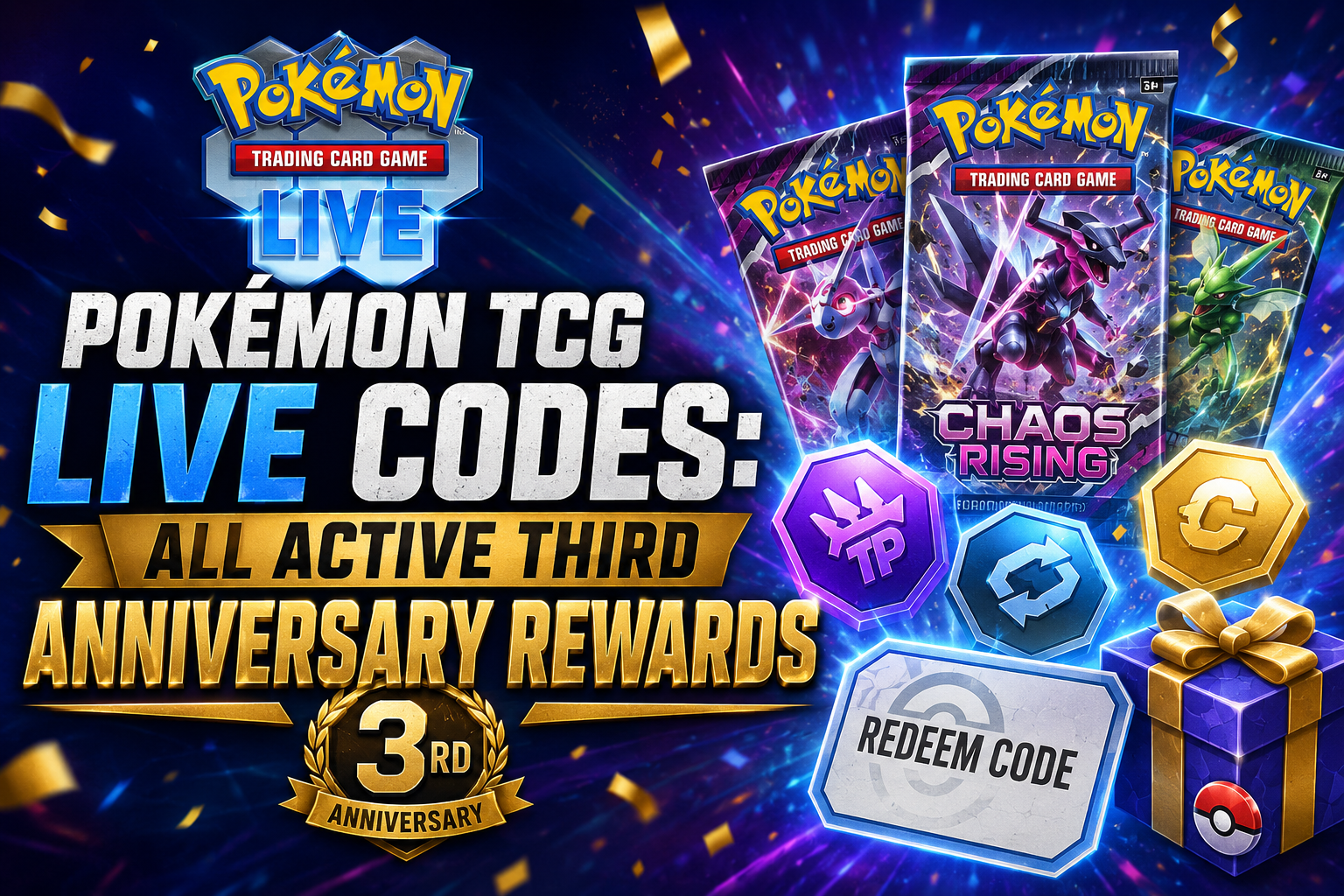 Pokémon TCG Live Codes: All Active Third Anniversary Rewards