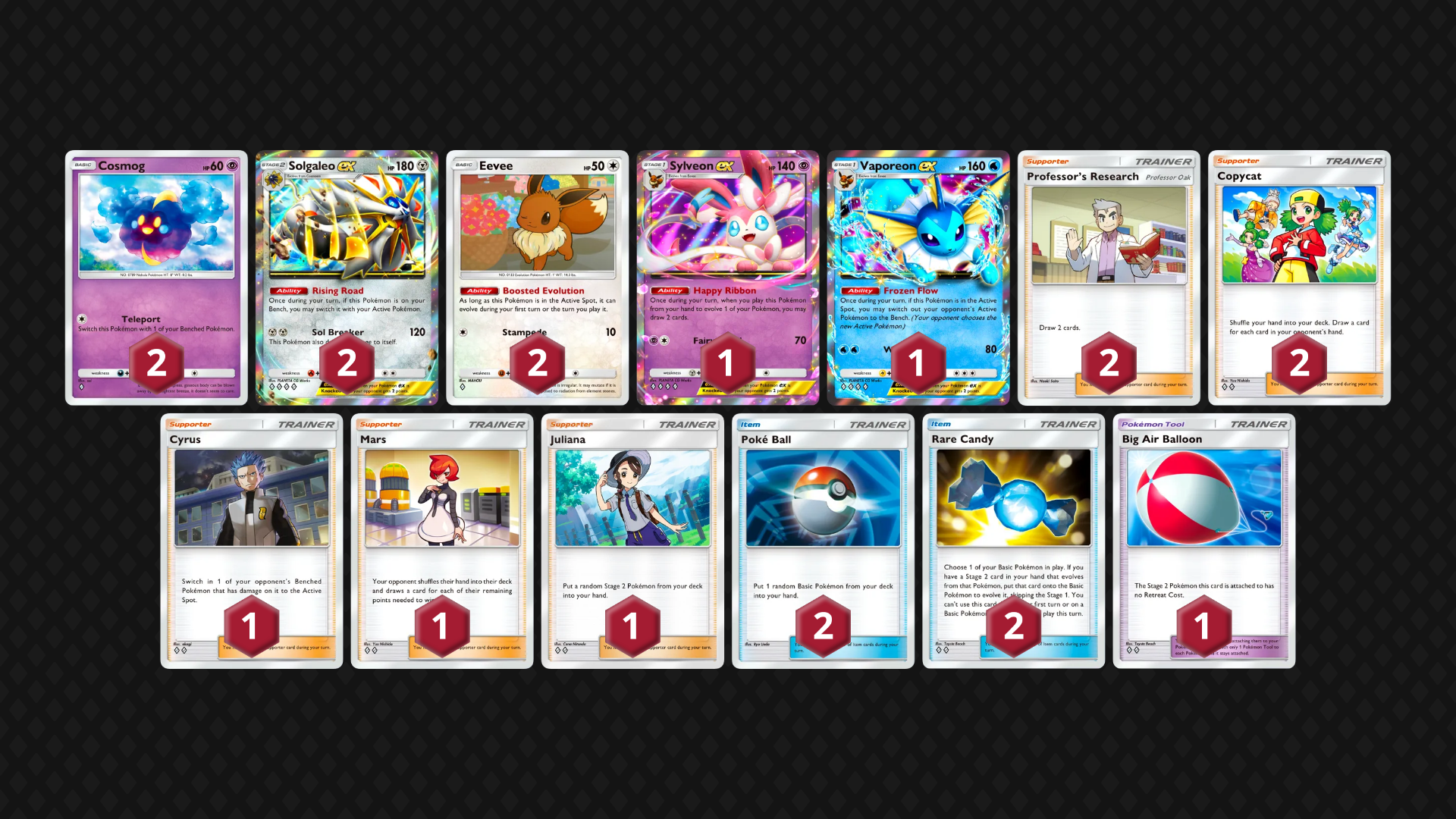 Solgaleo ex Vaporeon ex full decklist